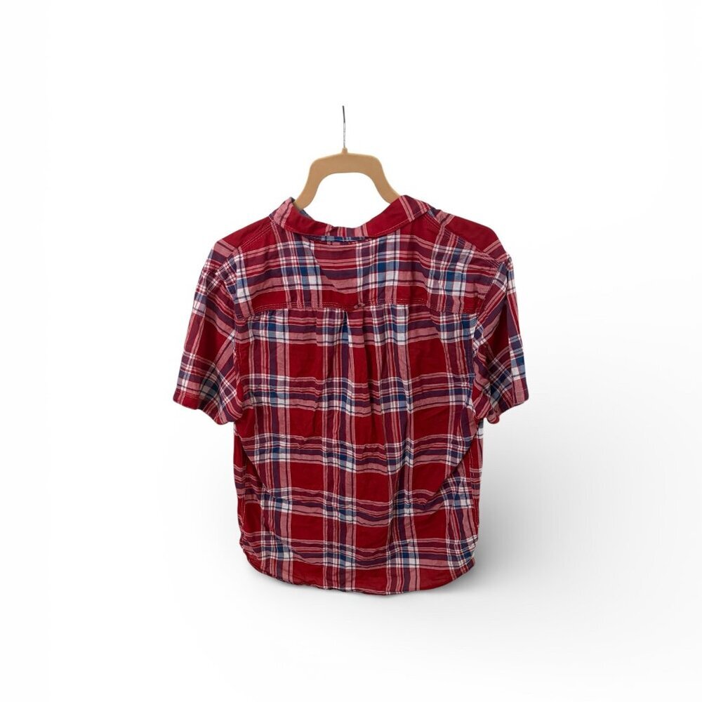 Jachs New York Thar Indigo Classic Fit SS Shirt Plaid Blue White Red Mens XL - Picture 3 of 4